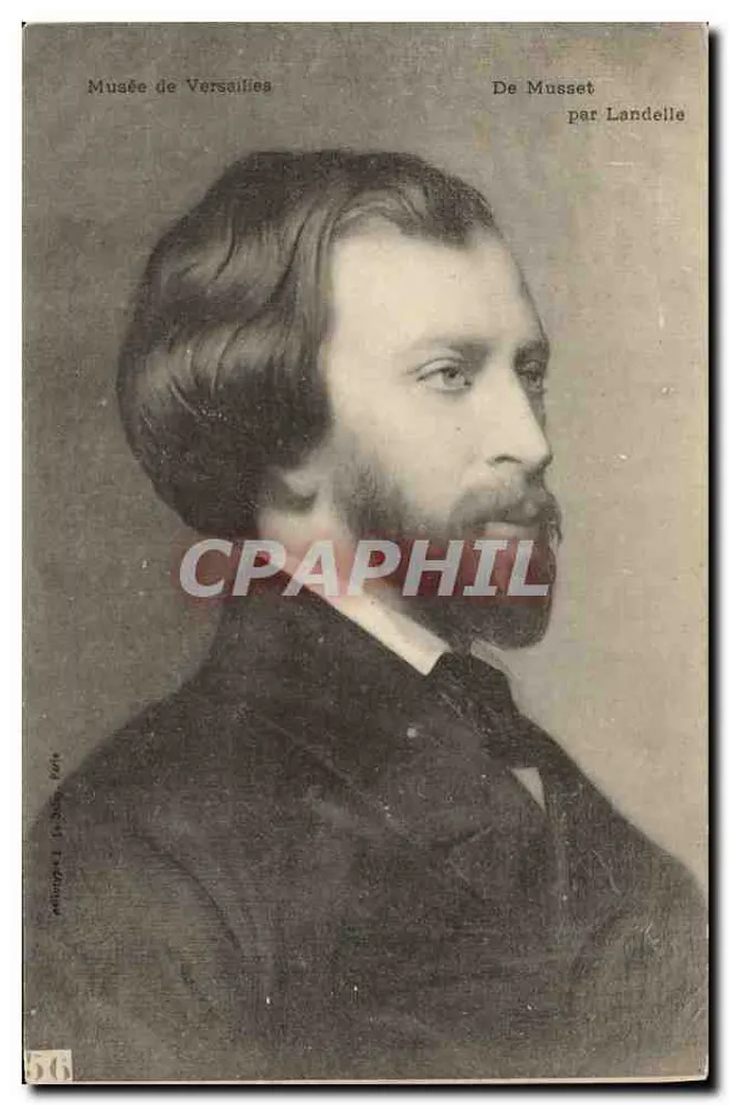 Retrato de De Musset — Museu de Versailles — por Landelle - Frente