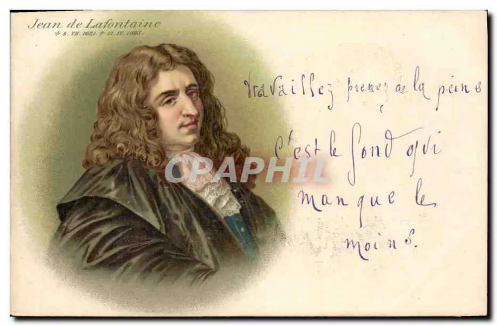 Jean de La Fontaine — retrato — editor não identificado, número de série não visível - Frente