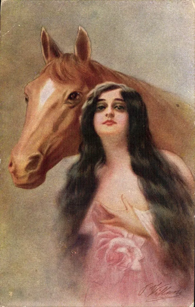 Junge Frau und Pferd — Illustration — J. Williams - Vorderseite