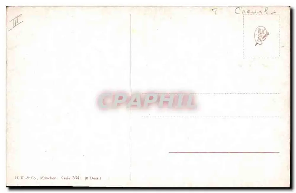 Cavalos — adornados com arreios dourados — H.K. & Co., München, Série 564 - Verso