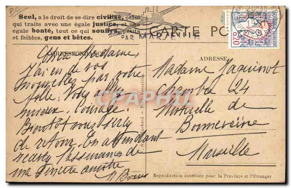 Um trabalhador consciente — mensagem anti-exploração — editor: P. & J. Lachard, Paris - Verso