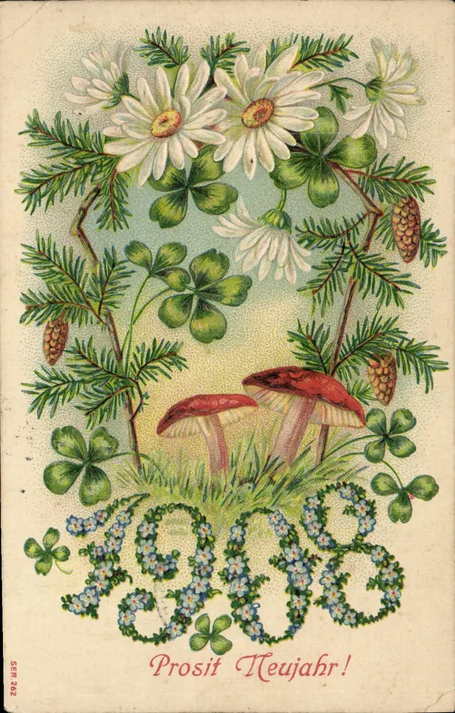 Flores e cogumelos — Prostits Neujahr! — SER 262 - Frente