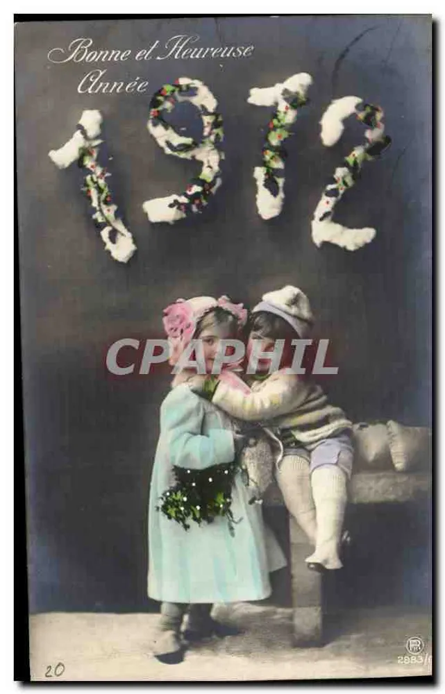 Zwei Kinder — Neujahr 1912 — Nr. 2983 - Vorderseite