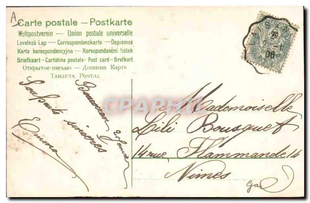 Zwei Cupido mit Kanone — 1906 — Verlag nicht sichtbar - Rückseite