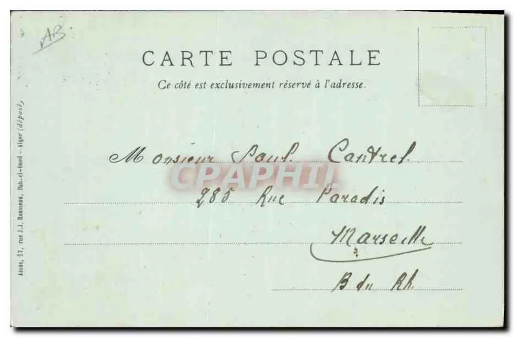 Boumne anni boumne santi por tote l'anni! — Karikatur eines Mannes mit Rosenstrauß — Assus, 1906 - Rückseite