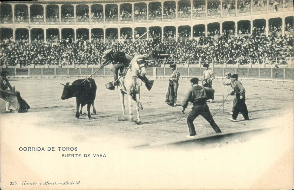 Corrida de touros — Suerte de varas — Hauser y Menet — Madrid - Frente