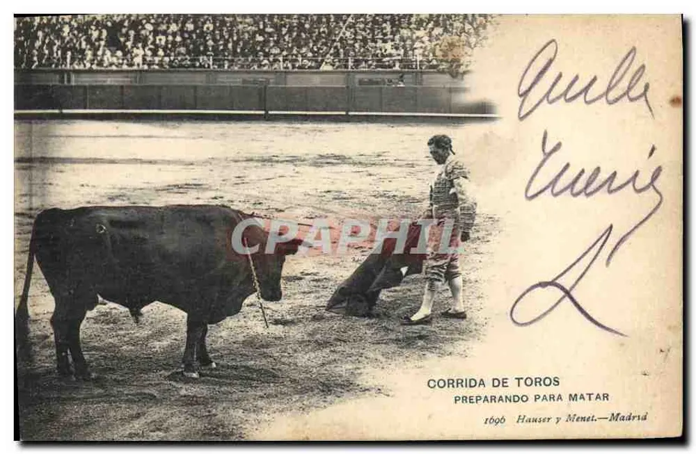 Corrida de touros — Preparando para matar — Hauser y Menet, Madrid - Frente