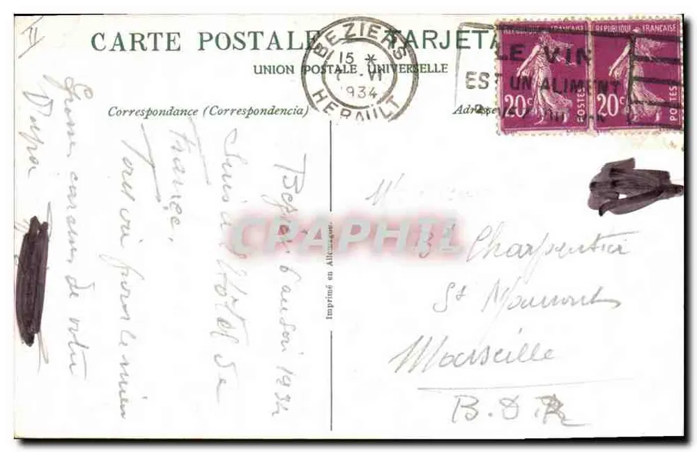Kampf mit Stier. El Paséo. Parade der Stierkämpfertruppe — Verlag Beziers, Nr. 1 - Rückseite