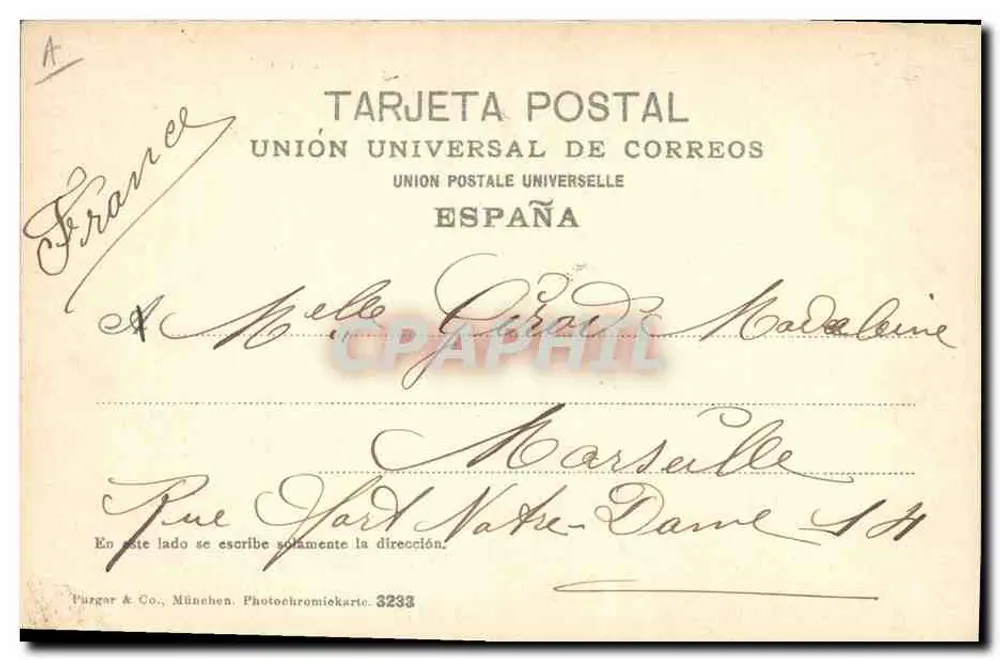 Corrida em Barcelona — Editor: Purger & Co., n° 3233 - Verso