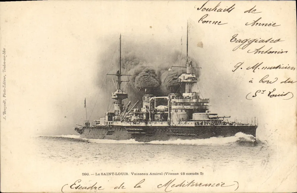 Le Saint-Louis — Flaggschiff der Mittelmeerflotte — A. Boggault, Photo-Verlag, Toulon-sur-Mer - Vorderseite