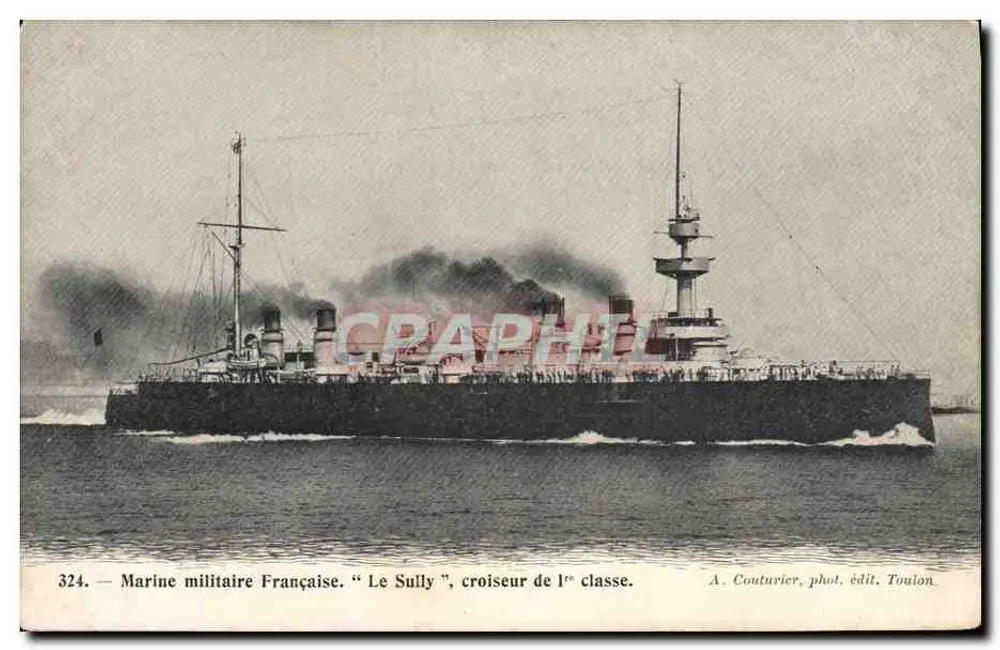 Le Sully — Kreuzer der ersten Klasse — A. Couturier, phot. edit. Toulon - Vorderseite