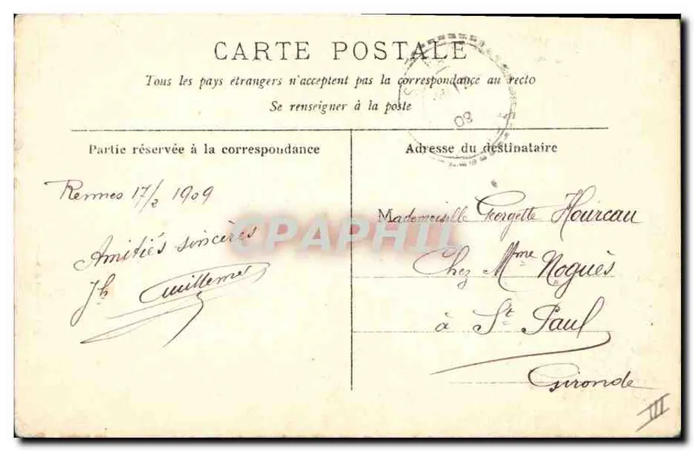 Enfant en costume de la Finistère — Entre Morlaix et Quimper — A.G. 49 - Rückseite