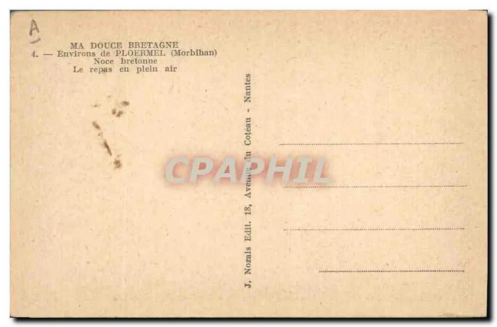 Bretone Hochzeit — Mahl im Freien — J. Nozais, Verleger - Rückseite