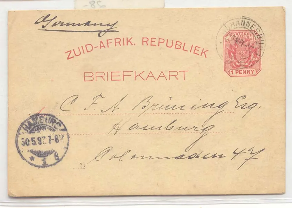 Südafrika Transvaal 2a 1897 stationär (Südafrika vollständig postal) - Vorderseite