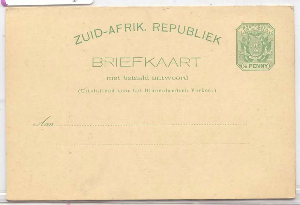 Südafrika Transvaal H&G #5 ungebraucht Msg + reply card (afrique du sud entier postal stationary) - Vorderseite