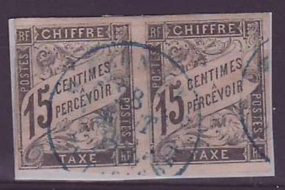 Stempelsteuer Kolonien Generales 15c Paar Cachet Blau - Vorderseite