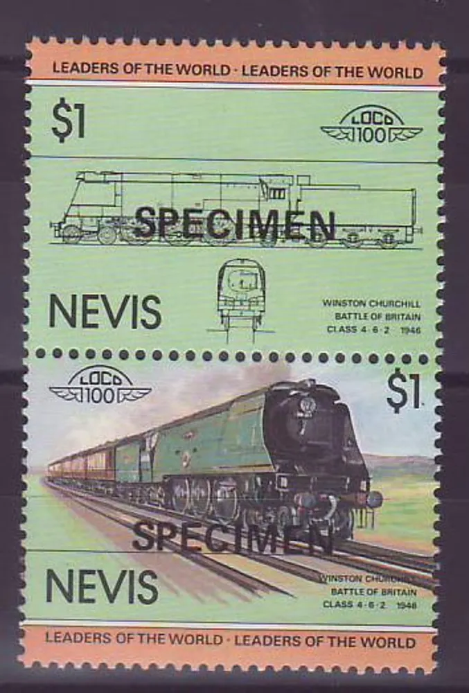 Nevis 1$ Zug Winston Churchill 4-6-2 1946 Aufschlag Exemplar ** Luxe - Vorderseite