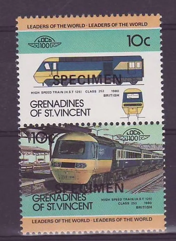 Grenadines von St Vincent 10c Zug Hochgeschwindigkeitszug 1980 ** Luxe Aufschlag SPECIMEN - Vorderseite
