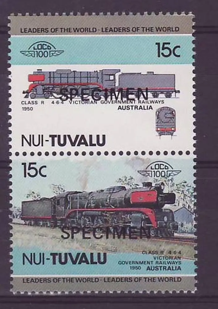 Nui Tuvalu 15c Class R Victorian Government Railways Australia ** Luxe Surcharge SPECIMEN - Vorderseite