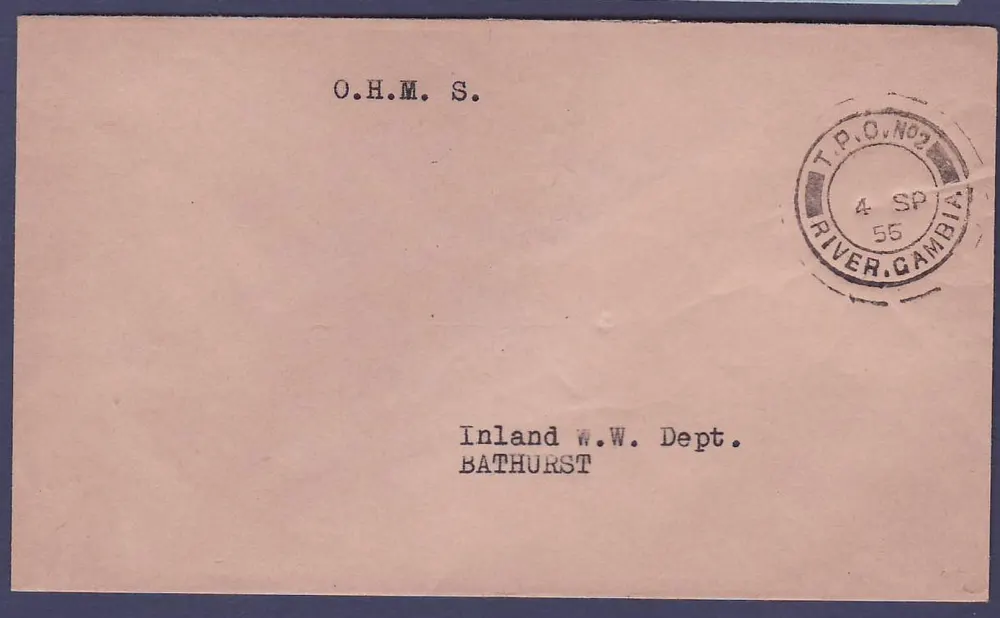 Gambia TPO #2 Stempel mit Datum 4 SP 55 nach Bathurst Selten - Vorderseite