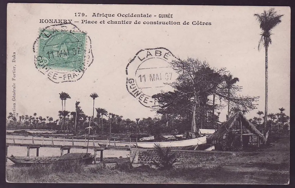 Ansichtskarte Guinea Berger Pulas mit seltenem Telegraphenstempel Labbe 11 MAI 07 - Vorderseite