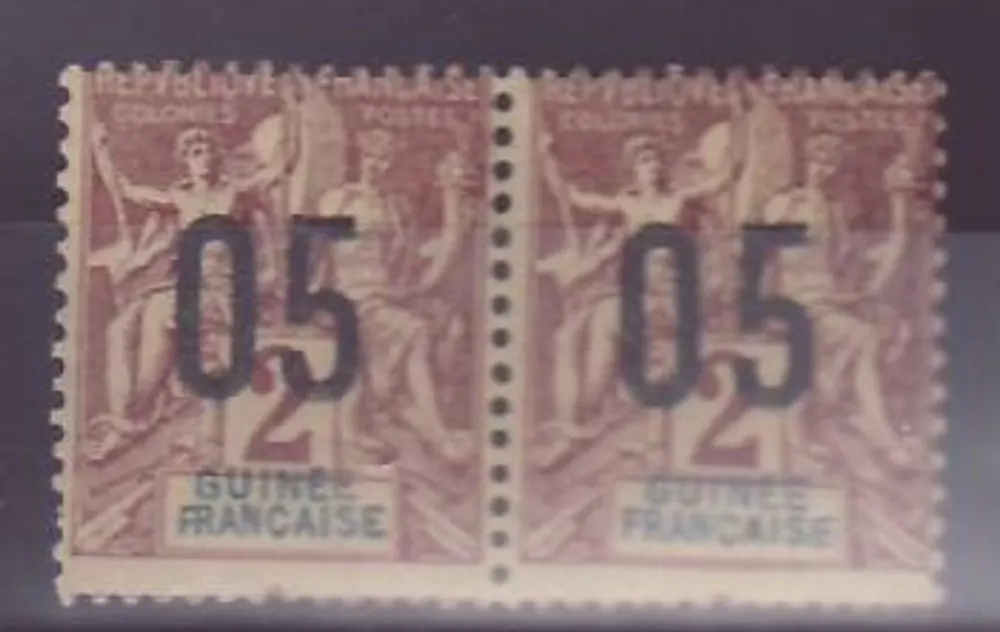 Guinea 2c Nr. 48 Paar mit abgestellten Zahlen, normal ** ohne Heftung (Druck 493) - Vorderseite