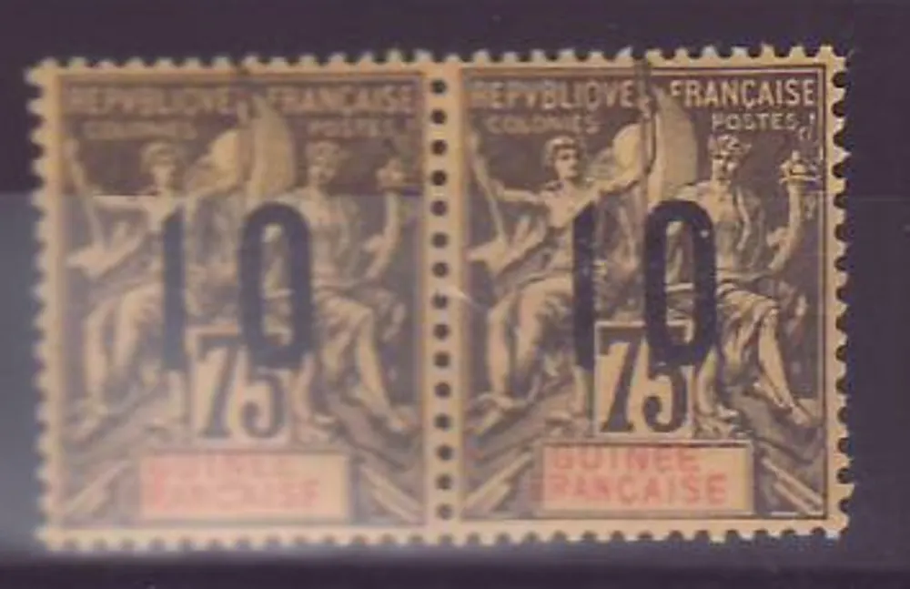 Guinea 75c n°54 Paar mit abgestellten Ziffern, normal * (Druck 386) - Vorderseite