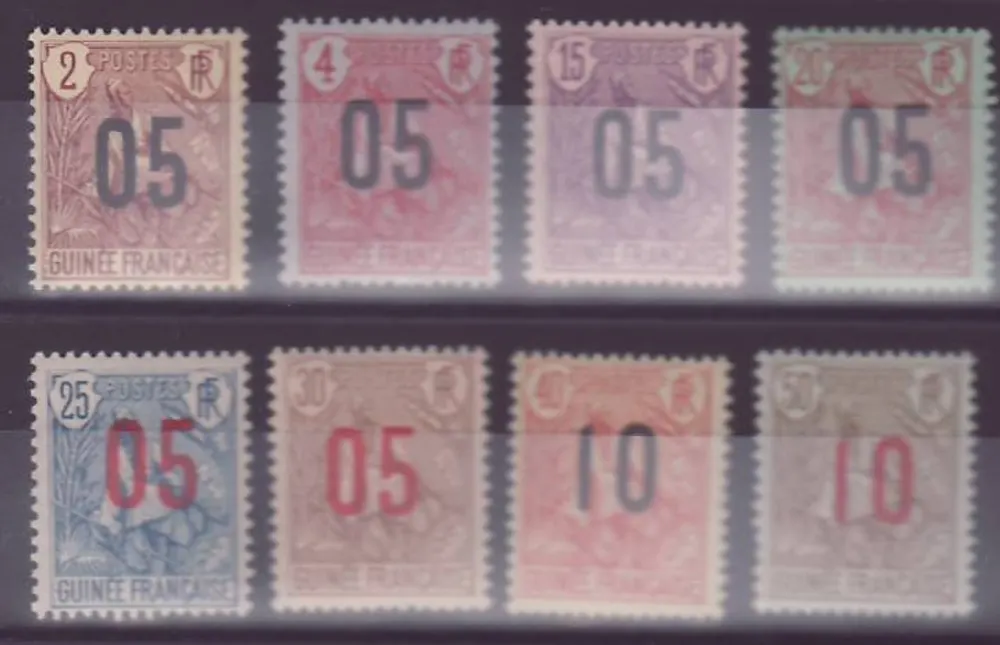 Guinea Serie Berger Pulas 55 bis 62 überdruckt ** Ohne Heftung Neuwertig - Vorderseite