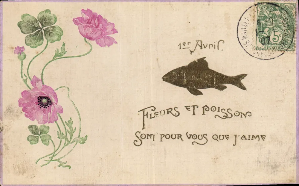 Blumen und Fische — 1. April — Verlag nicht sichtbar - Vorderseite