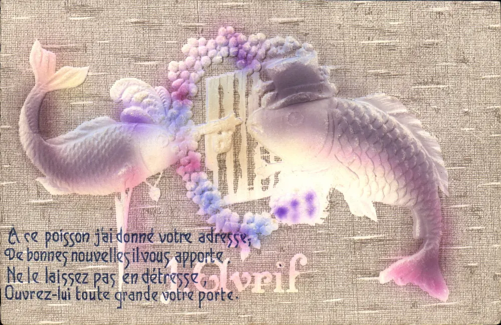 Zwei Fische und Blumenkronen — poetischer Text — Verlag Olvrif - Vorderseite