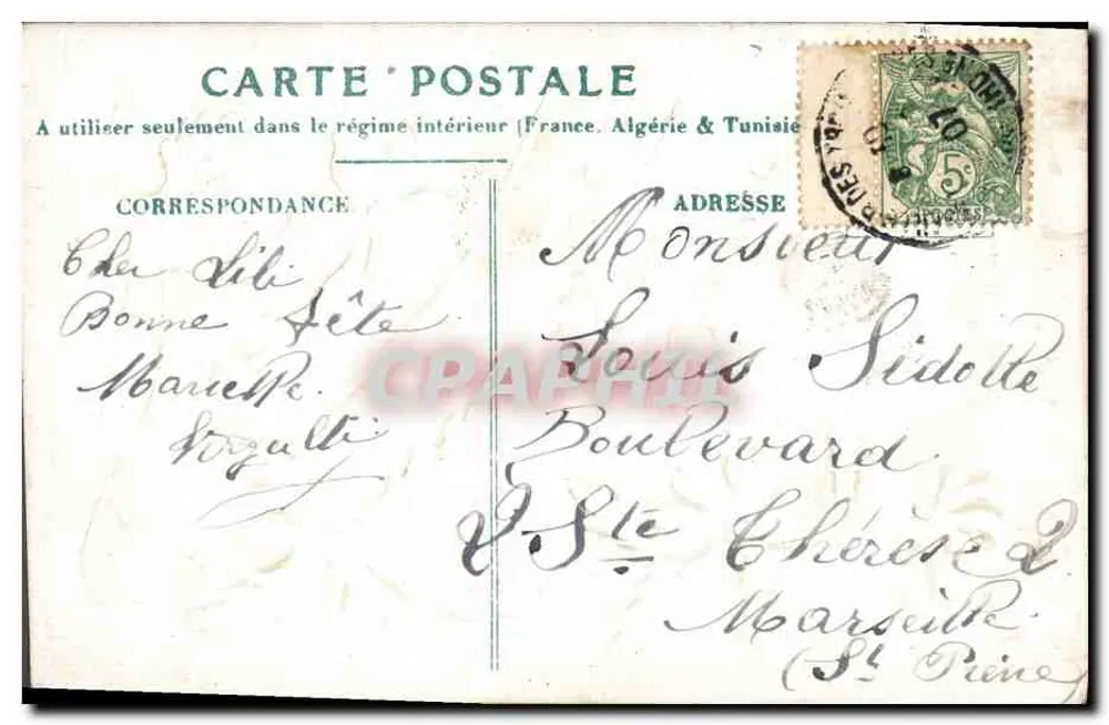 M. Louis — Boa Festa — Cartão postal francês - Verso