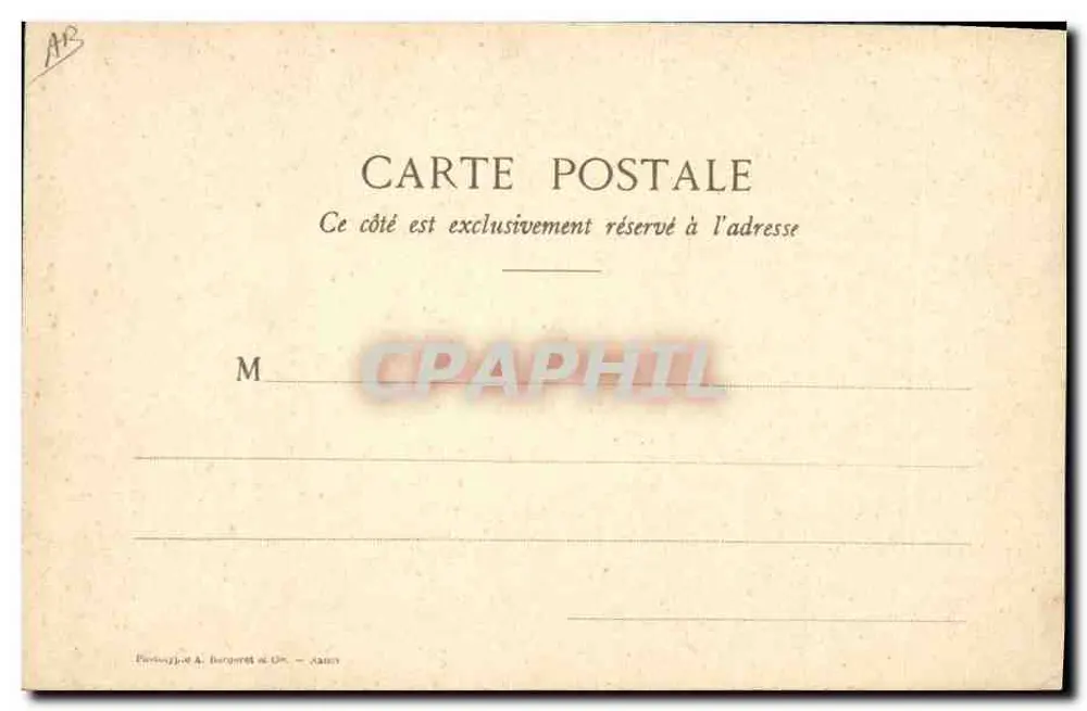 Frau im Chantilly-Kostüm — Chantilly — Verlag A. Bergeret & Cie, Nancy - Rückseite