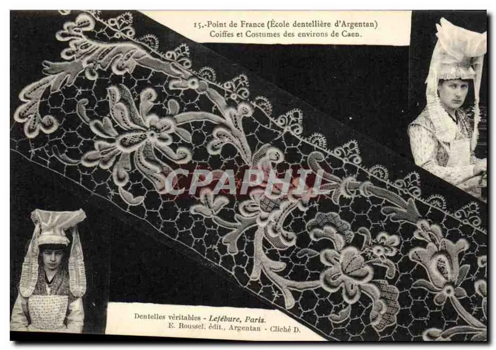 Punkt Frankreich (Stickereischule von Argentan) — Kopfbedeckungen und Kleidung der Umgebung von Caen — E. Roussel, Argentan - Vorderseite
