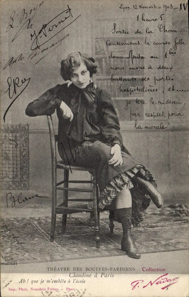 Claudine an der Schule — Theater der Bouffes-Parisiens — Imp. Phot. Neurdein Frères, Paris - Vorderseite