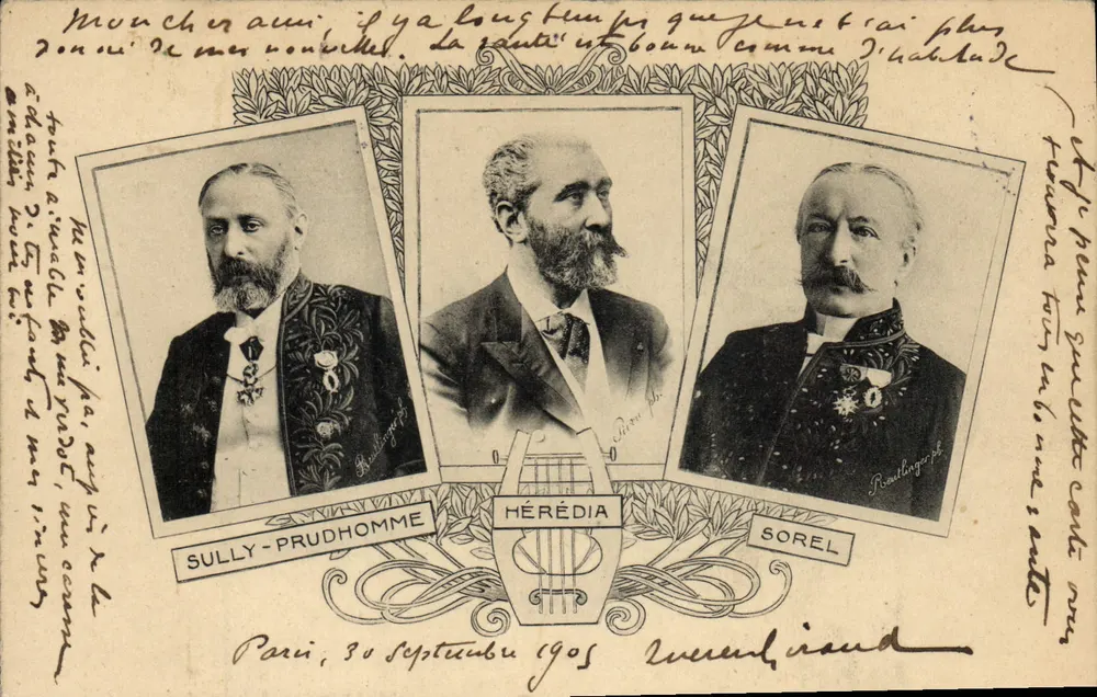 Sully-Prudhomme, Hérédia, Sorel — Fotógrafos de Paris — Editor: Roudalge, n° 100 - Frente