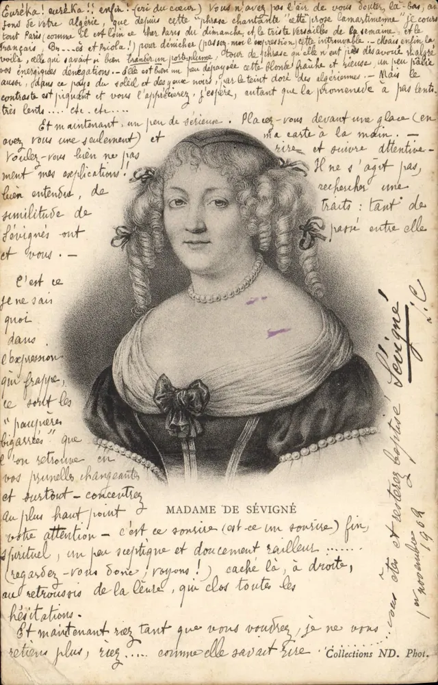 Madame de Sévigné — portrait gravé — éditeur : Collections ND. Phot. - Frente