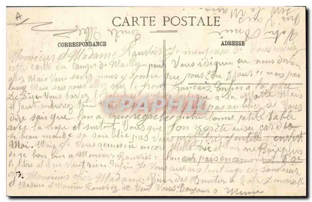 MAILLY-le-CAMP - Der Pansage — A. Verry, Verlag, Nr. 40 - Rückseite