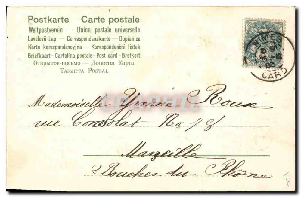 Vier kleine Engel, die Vierblattkleeblätter halten — 1904 — Marcel Pazz - Rückseite