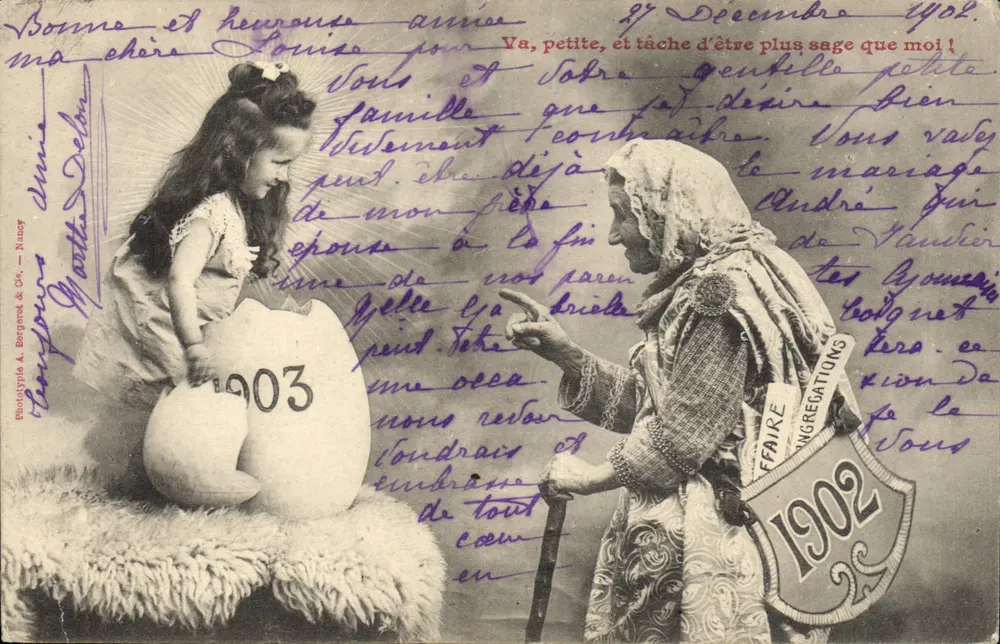 Frau und Kind — häusliche Szene — Phototype A. Bergnent & Cie, Nancy - Vorderseite
