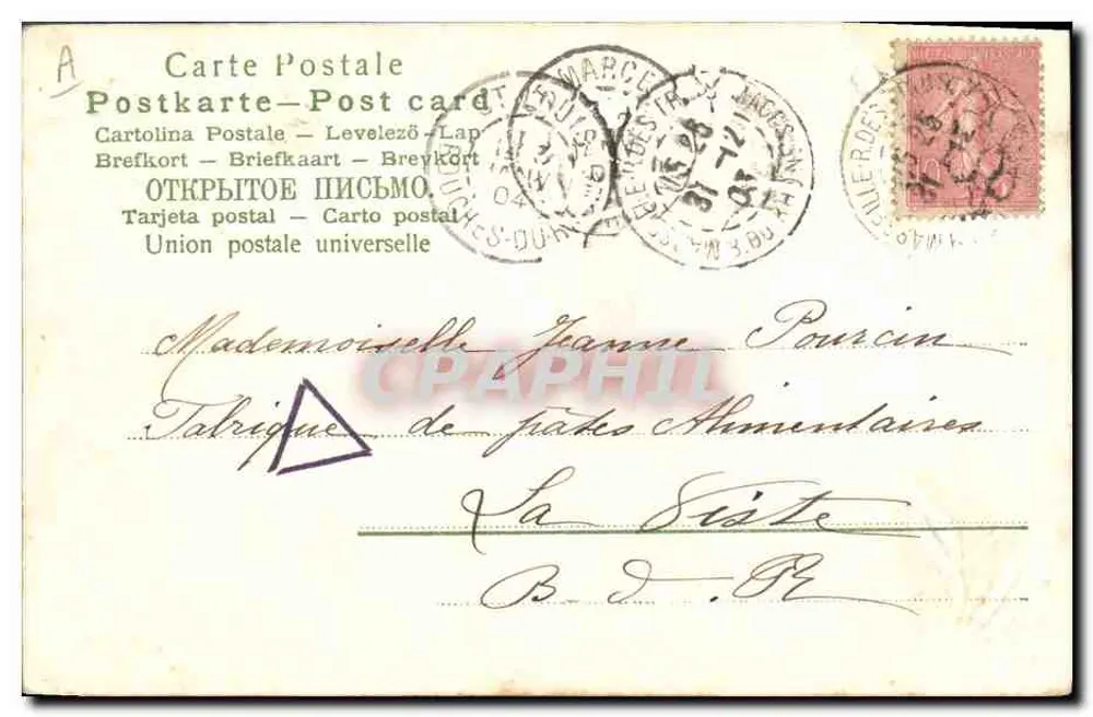 Carta de boas-vindas 1904 — Boa e feliz ano — editor não identificado, número de série não visível - Verso