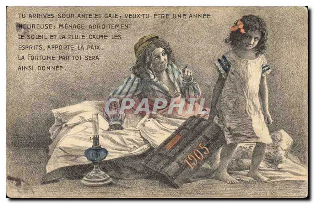 Frau und Kind — Jahr 1905 — Ansichtskarte - Vorderseite