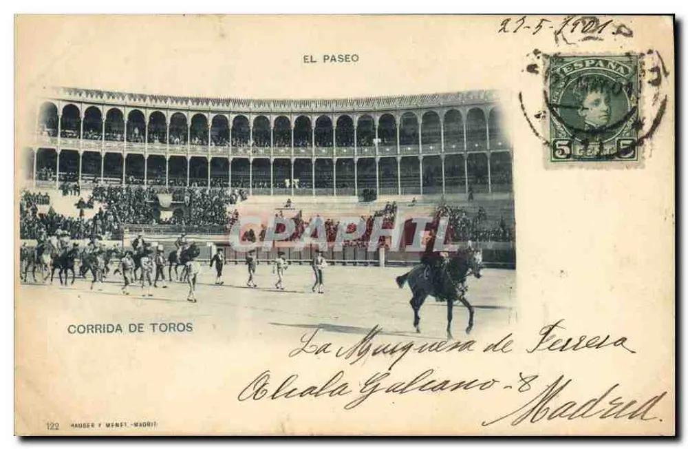 Corrida de touros — El Paseo — Hauger y Menet, Madrid, n°122 - Frente