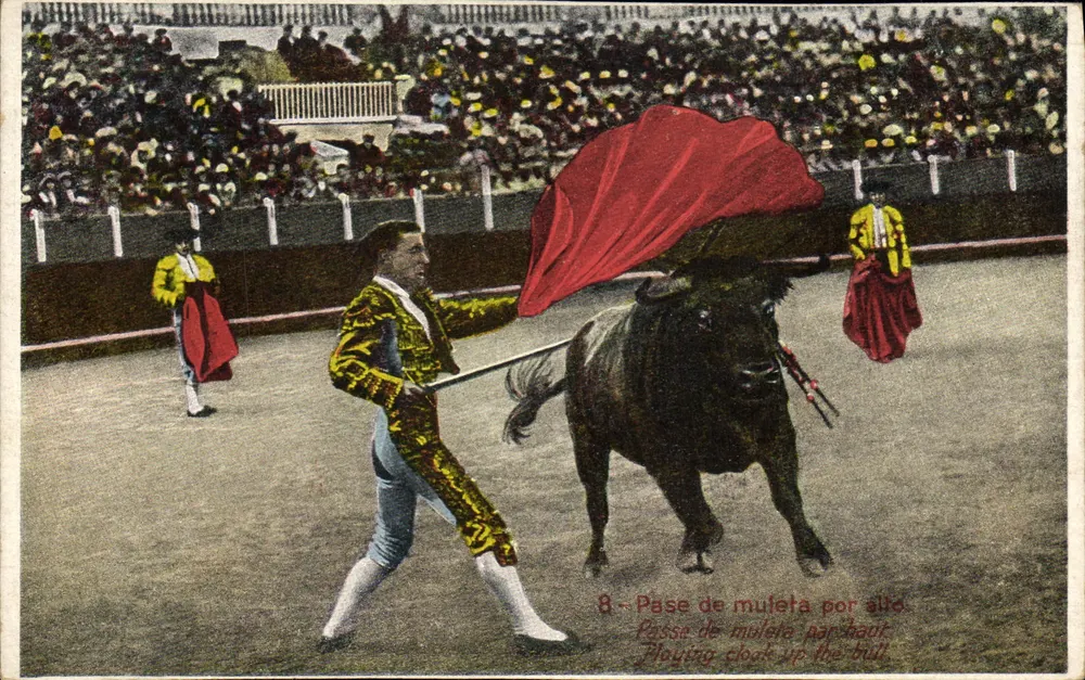 Corrida — Muleta über dem Rücken des Stiers — Corrida de Toros n° 71 m. - Vorderseite