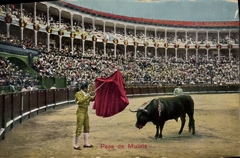 Pase de Muleta — espetáculo de touro — editor não identificado, n° de série 3270.7 - Frente