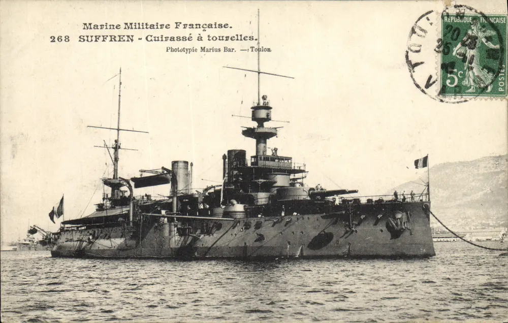Antike Ansichtskarte Schlachtschiff Suffren — Toulon — Phototypie Marius Bar, Nr. 268 - Vorderseite