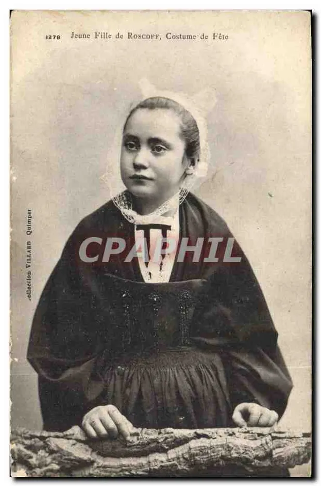 Junge Mädchen aus Roscoff — Festkleid — Sammlung VILLARN Quimper, n° 1278 - Vorderseite