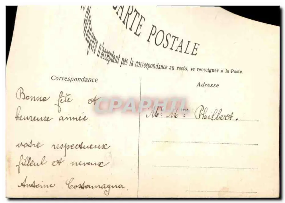Rosas bordadas — Boa Ano — Carta postal - Verso