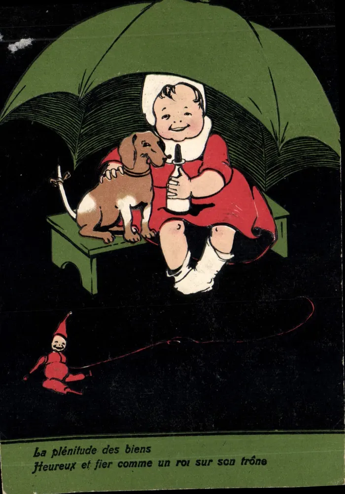 Kind und Hund unter einem Regenschirm — Die Vollständigkeit der Güter — Verlag B. SERIE 5186 - Vorderseite