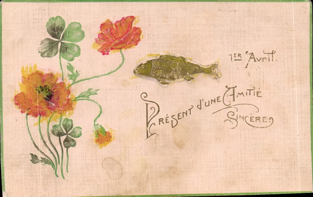 Fisch und Blumen — Geschenk einer aufrichtigen Freundschaft — 1. April - Vorderseite