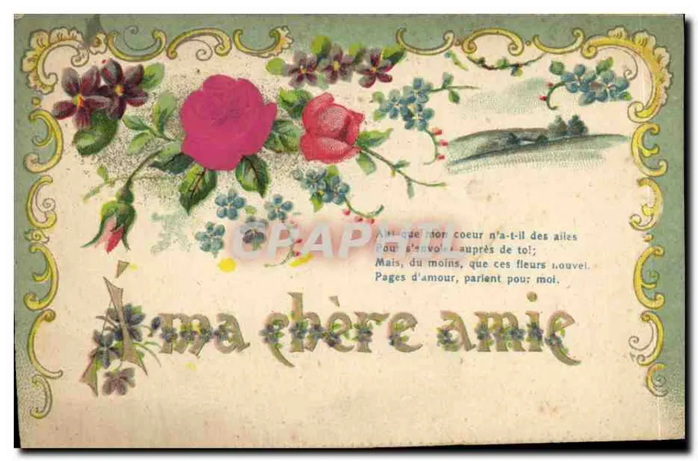 Carta postal floral — cerca de 1916 — editor desconhecido - Frente